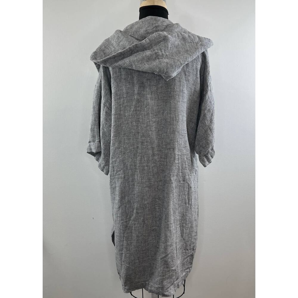 Swan Made In NY Gray Half Sleeve Open Front Hooded Cardigan Sweater Robe Size S - Picture 8 of 9